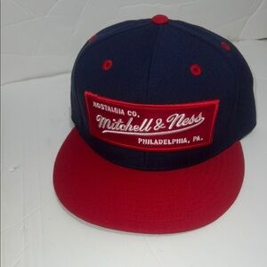 Mitchell & Ness Dark Blue and Red Snapback